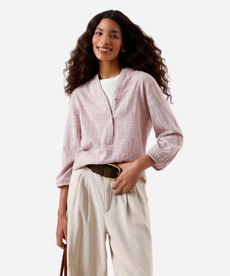 bata algodao manga longa botoes vista listrada colorido