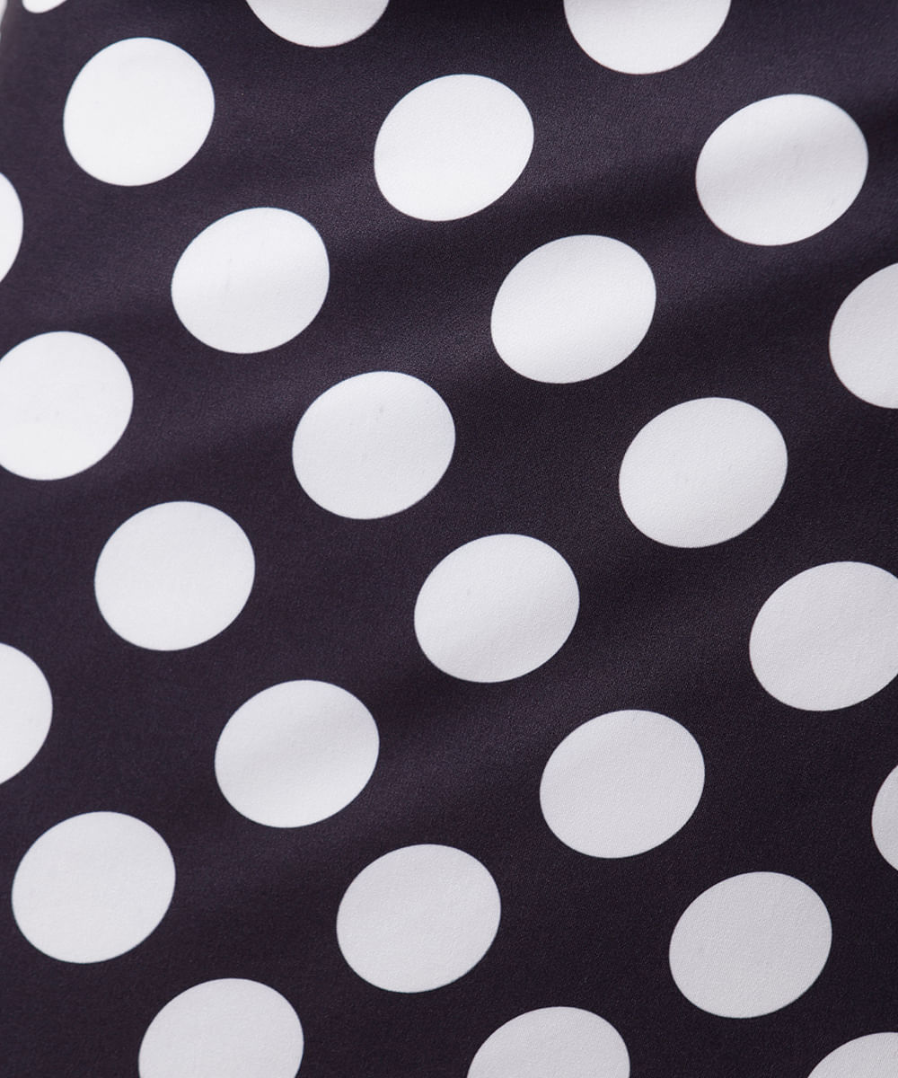 saia midi feminina com fenda poá mindset preta