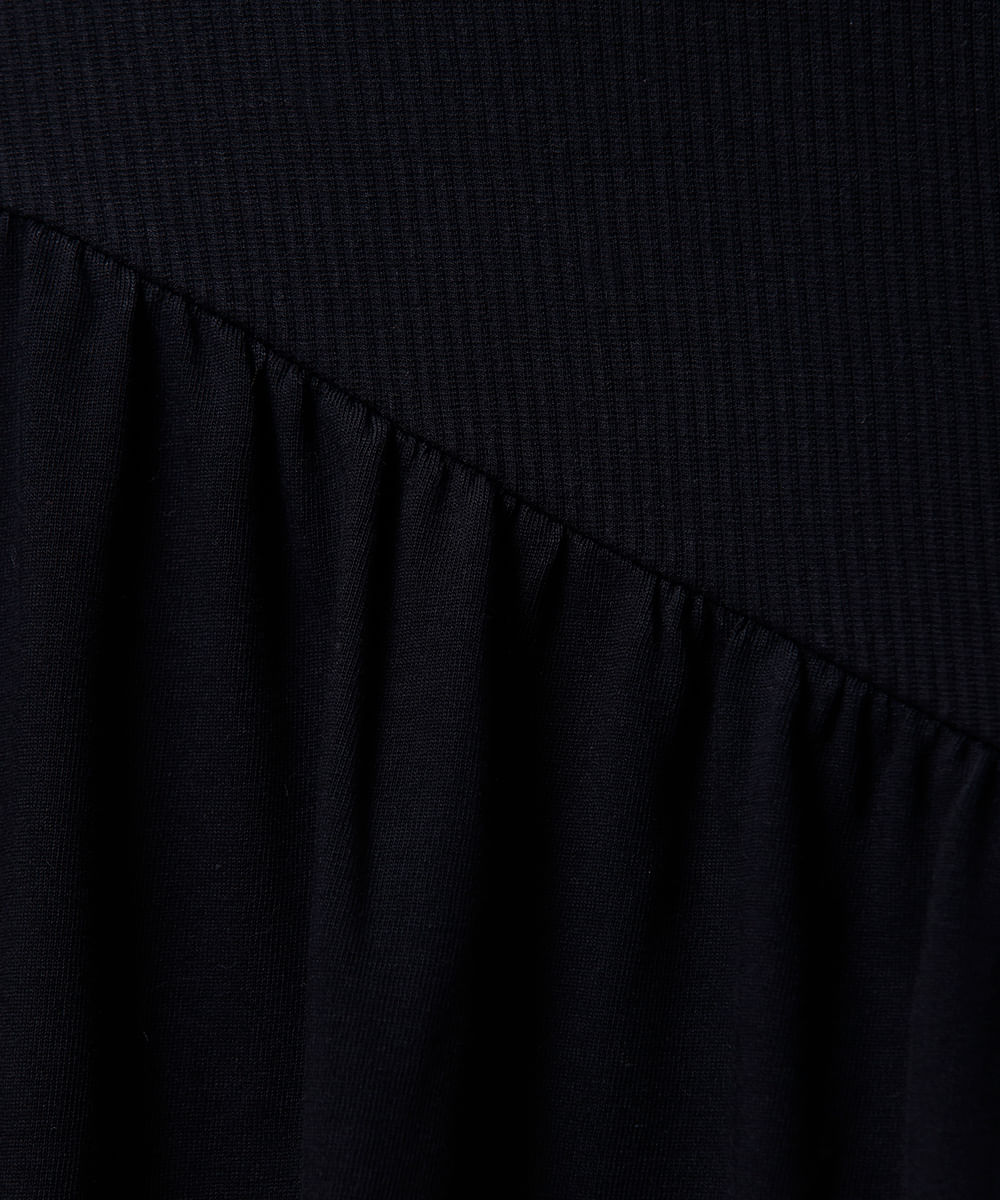 vestido longo feminino assimétrico canelado mindset preto