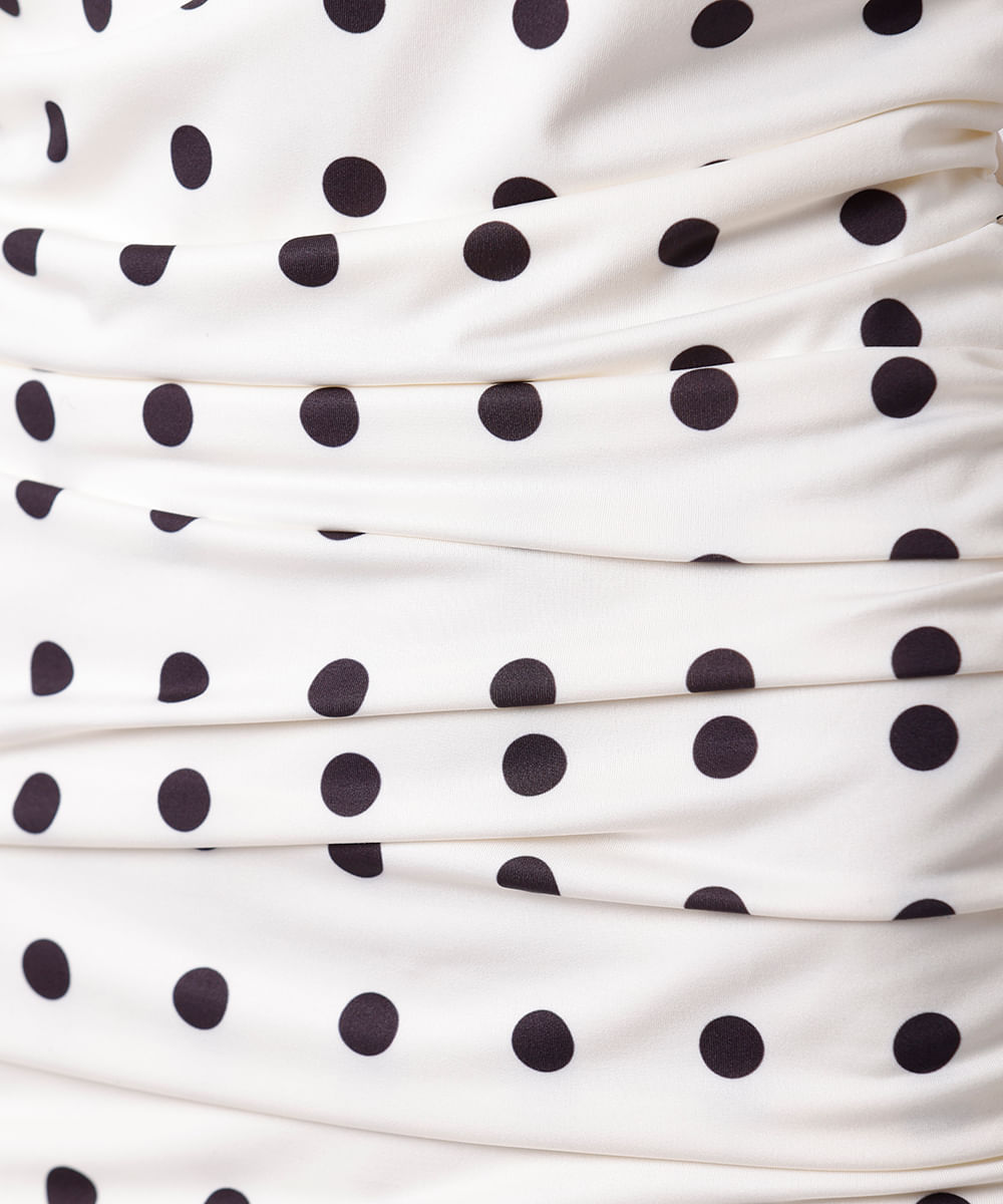 vestido curto feminino franzido poá mindset off white