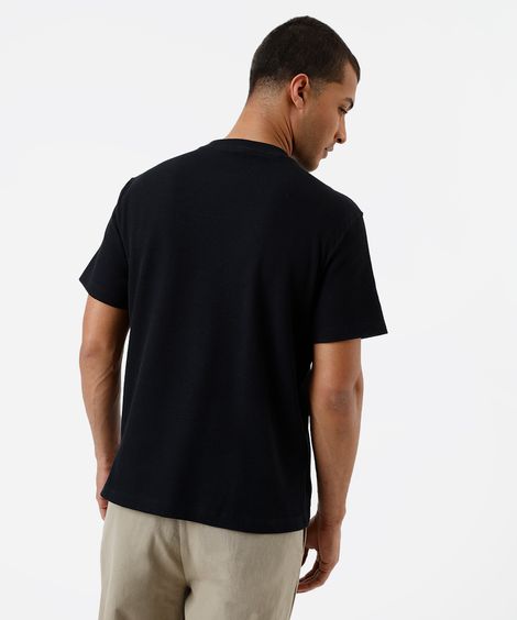 camiseta masculina manga curta texturizada preta