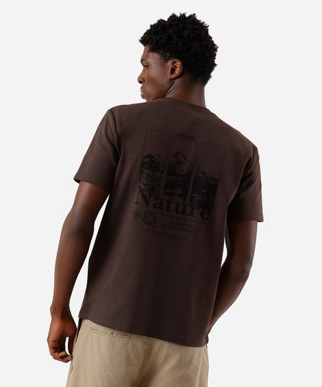 camiseta masculina com algodão estampada marrom