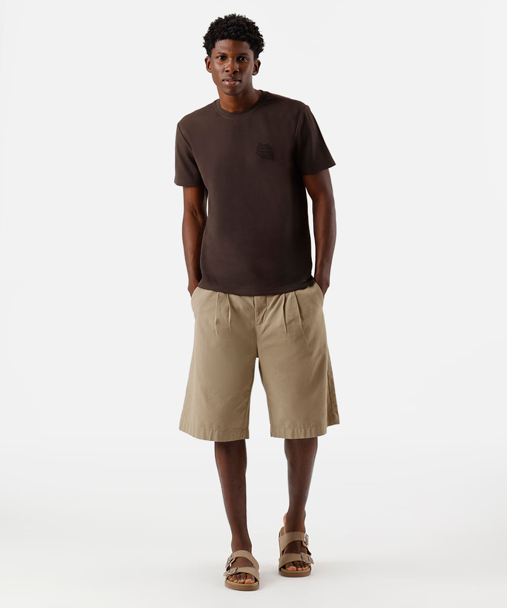 camiseta masculina com algodão estampada marrom