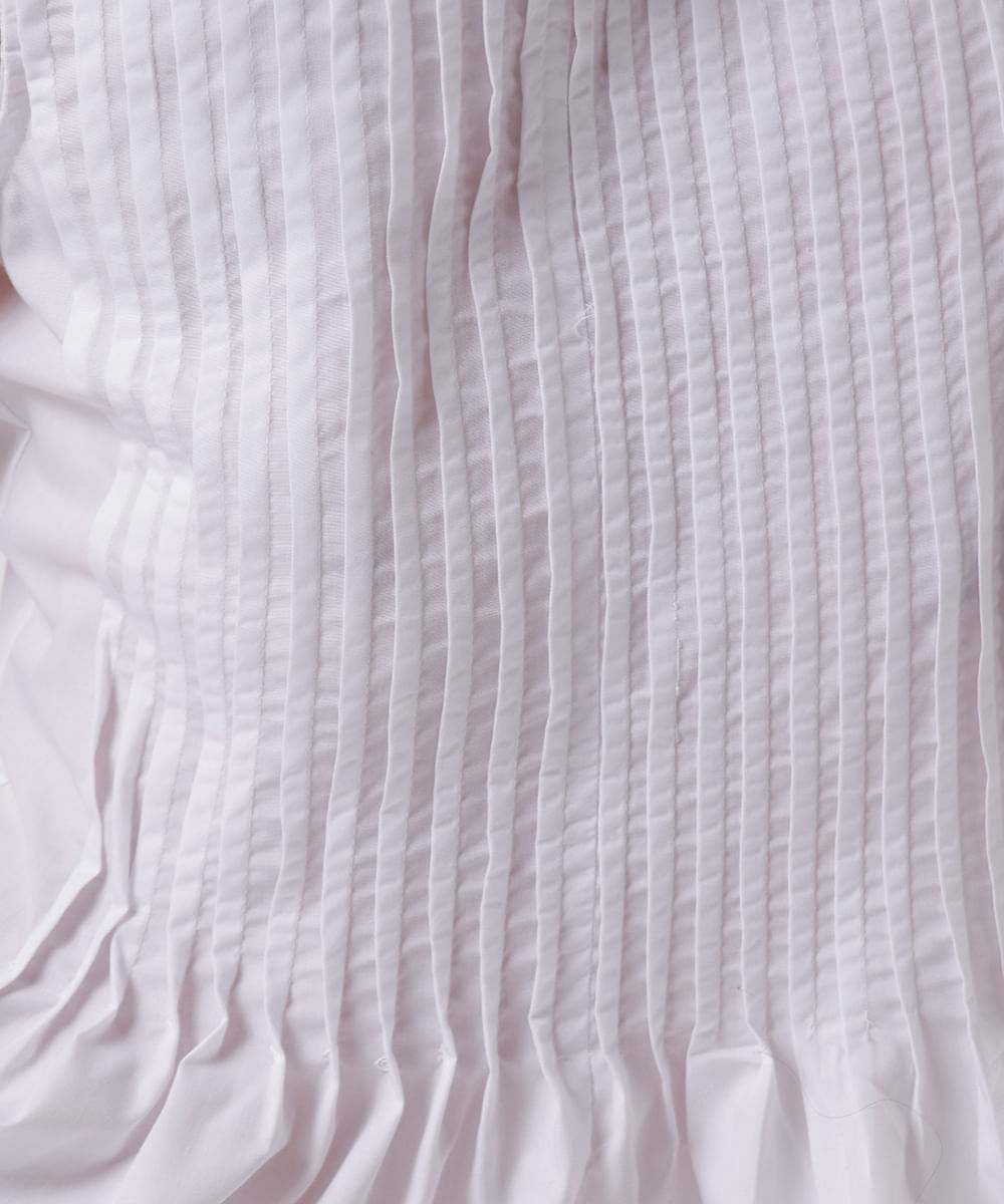 blusa feminina decote redondo com pregas mindset branca