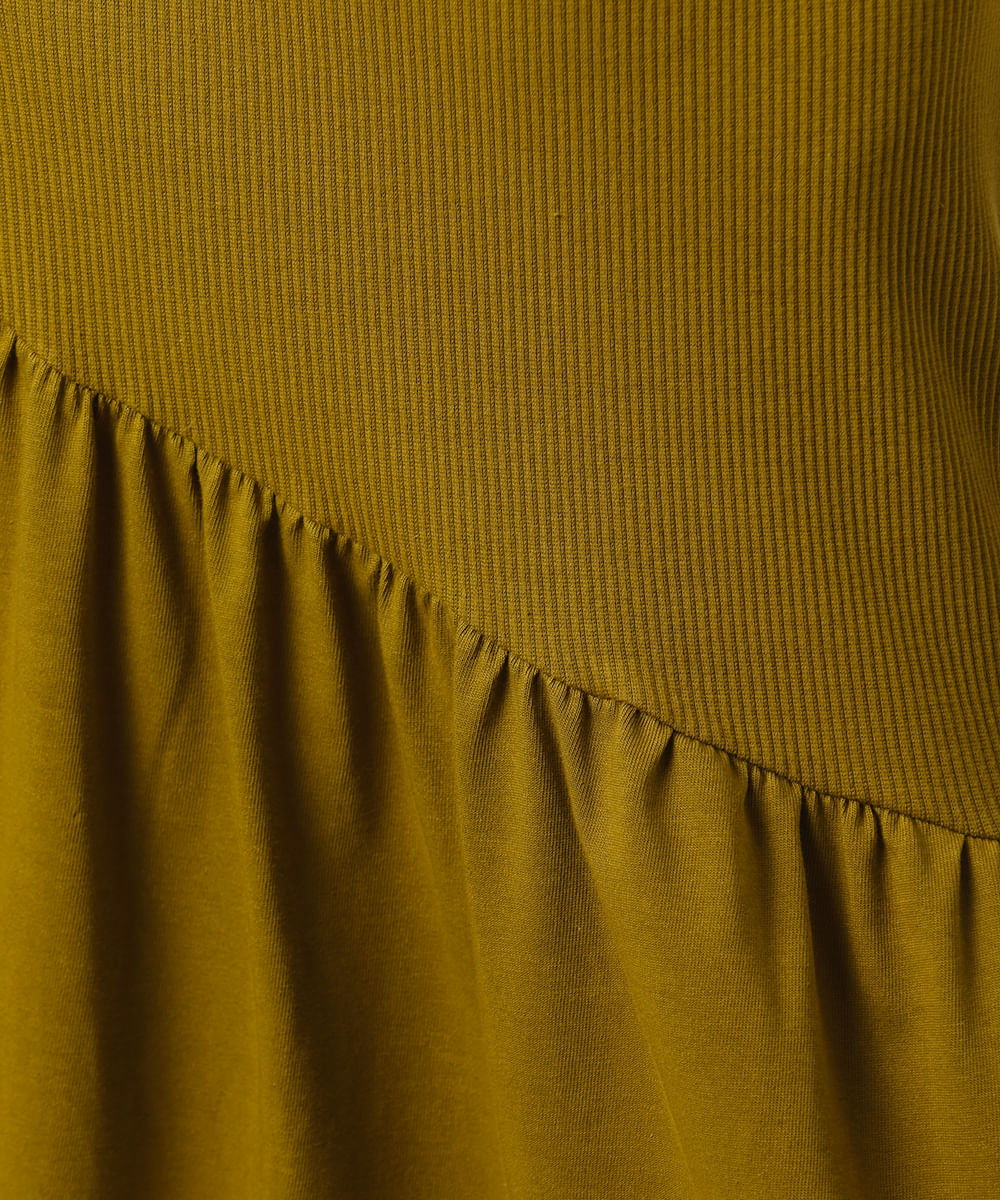 vestido longo feminino assimétrico canelado mindset verde