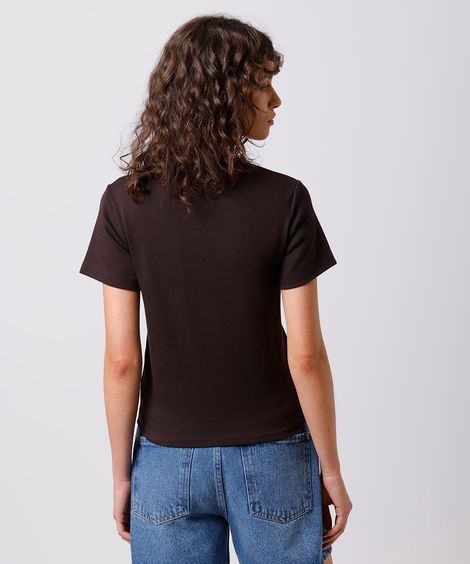 camiseta feminina de algodão peruano mindset marrom
