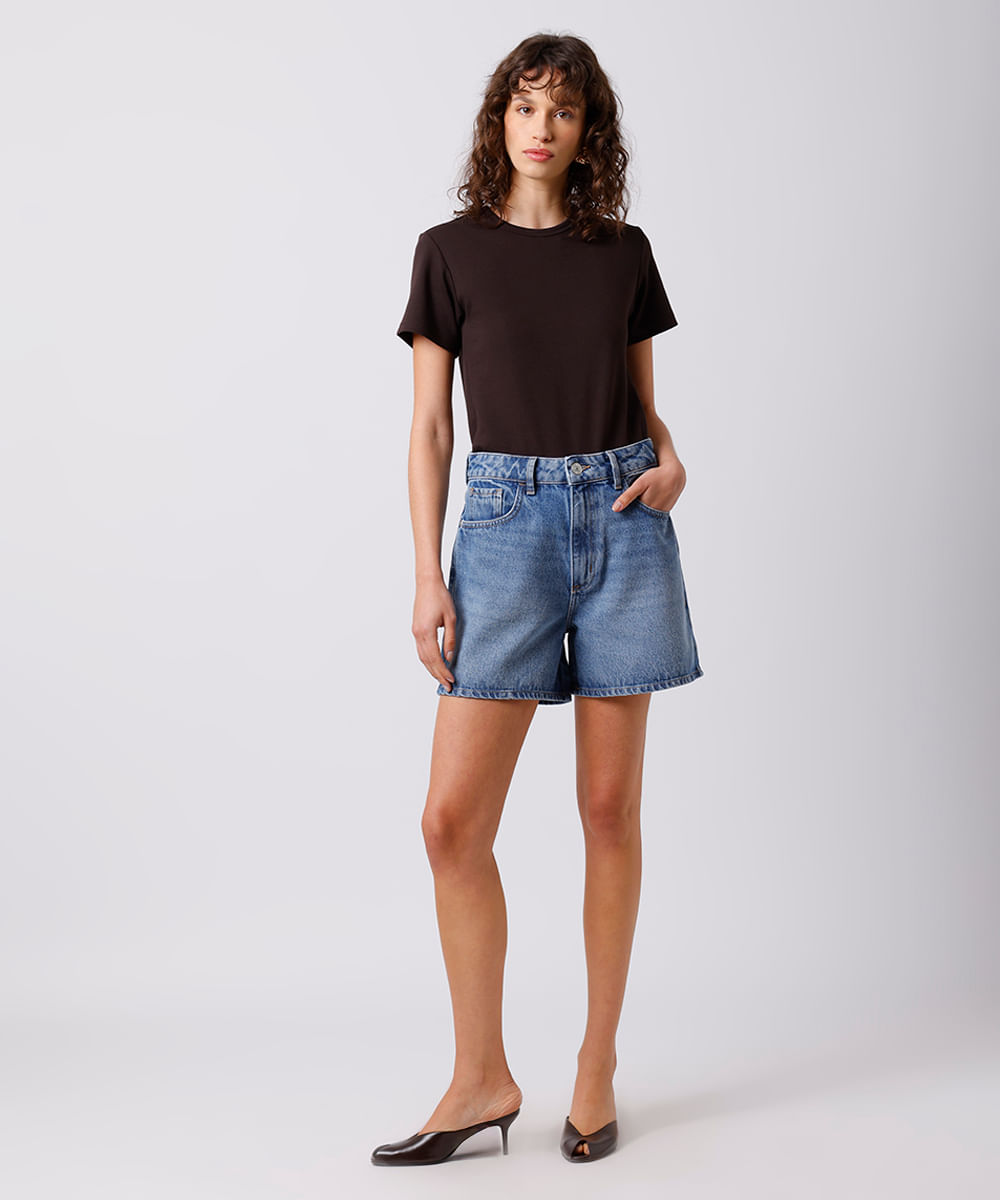 camiseta feminina de algodão peruano mindset marrom