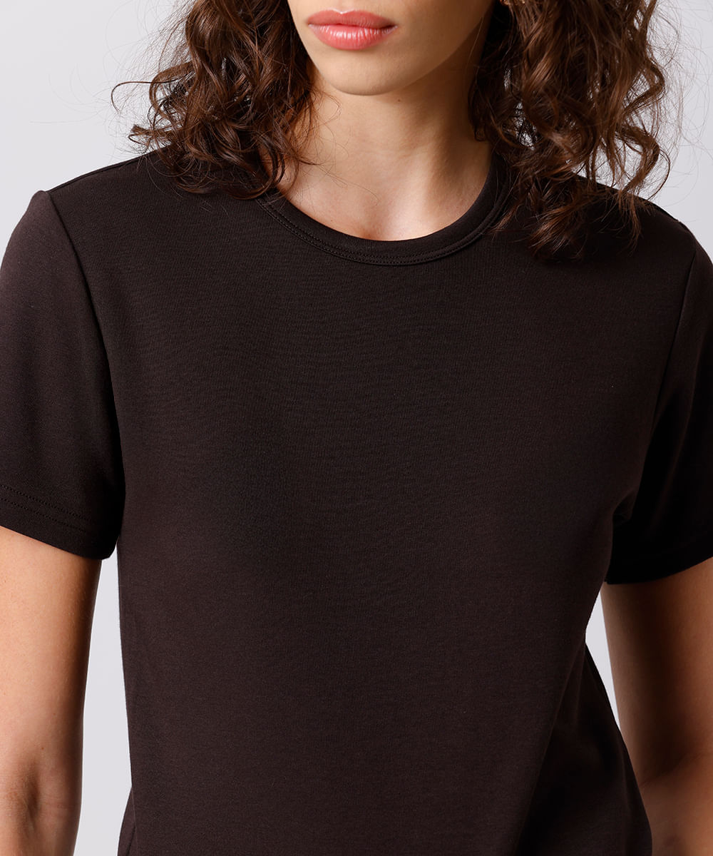 camiseta feminina de algodão peruano mindset marrom