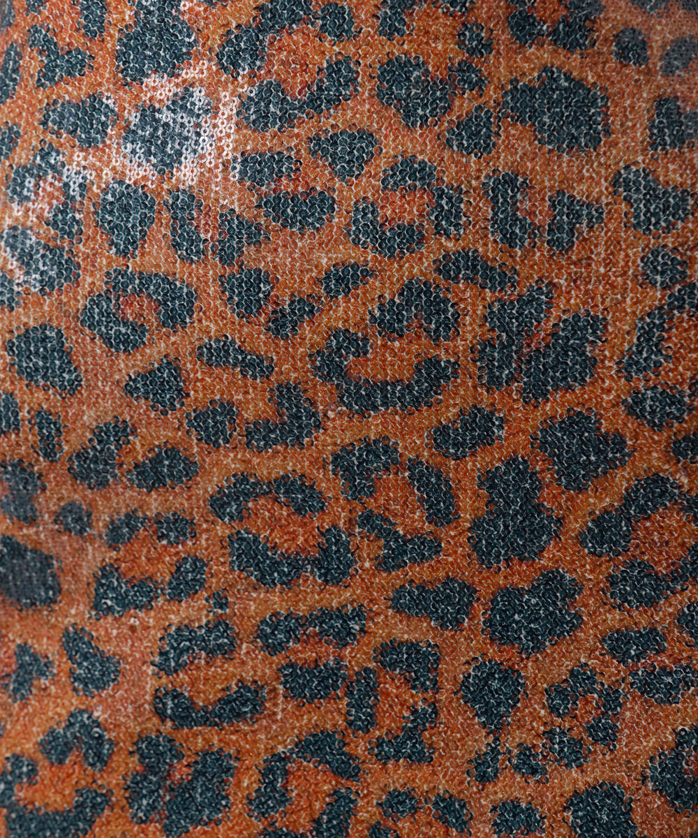 vestido midi feminino sem alça paetê animal print mindset colorido