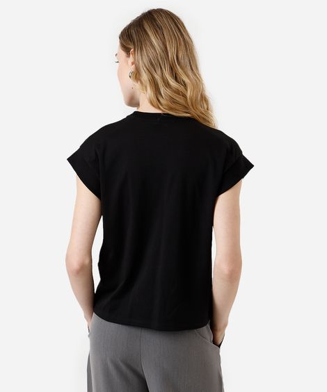 blusa muscle tee feminina de algodão peruano interlock preta