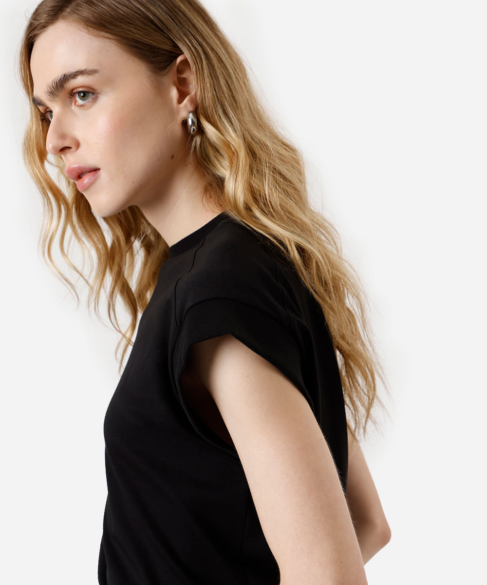 blusa muscle tee feminina de algodão peruano interlock preta