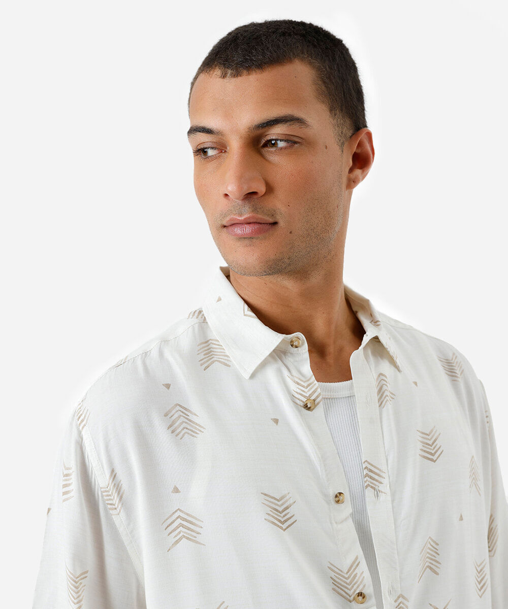 camisa masculina de viscose manga curta étnica colorida