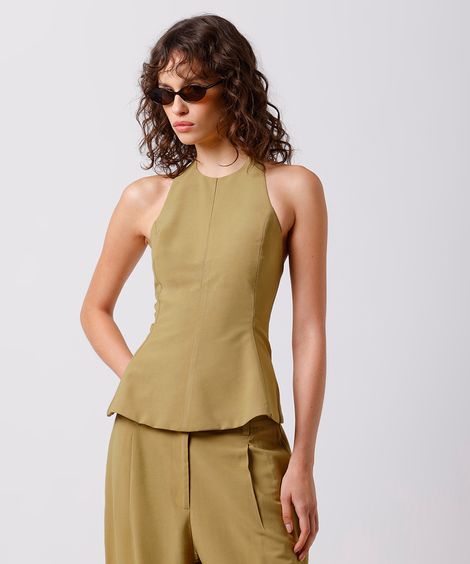 blusa feminina frente única com recorte mindset  verde