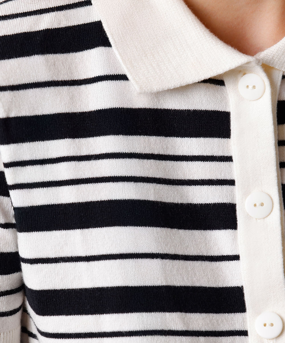polo feminina de tricot listrada mindset preta