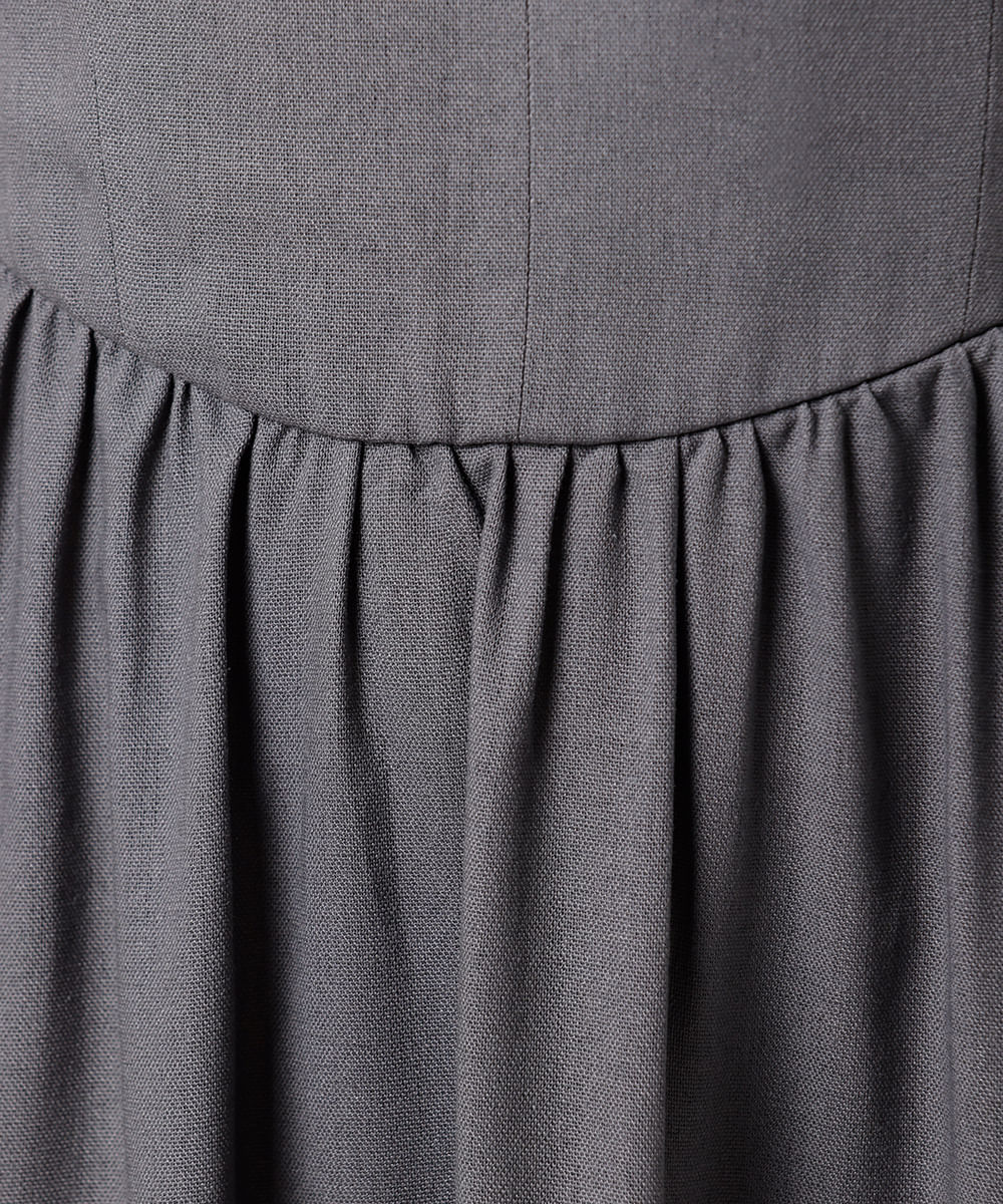 vestido midi feminino com linho decote coração mindset cinza
