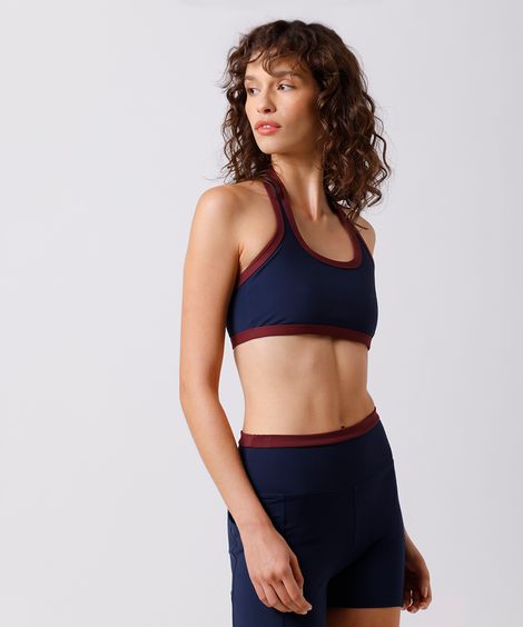 top feminino frente única mindset sport azul