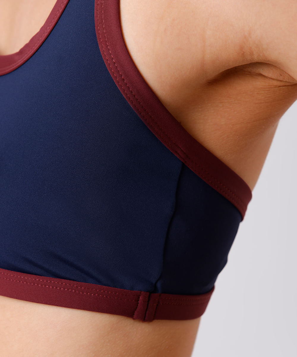 top feminino frente única mindset sport azul