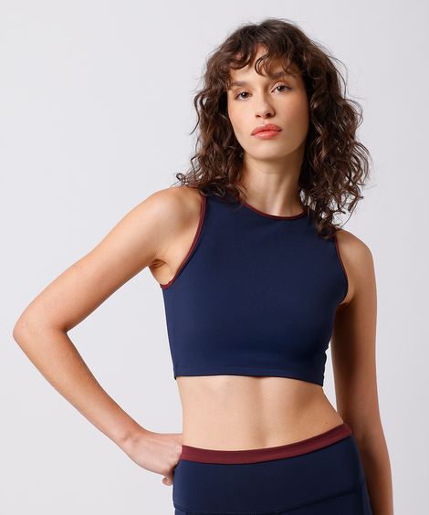 top feminino com recorte mindset sport azul