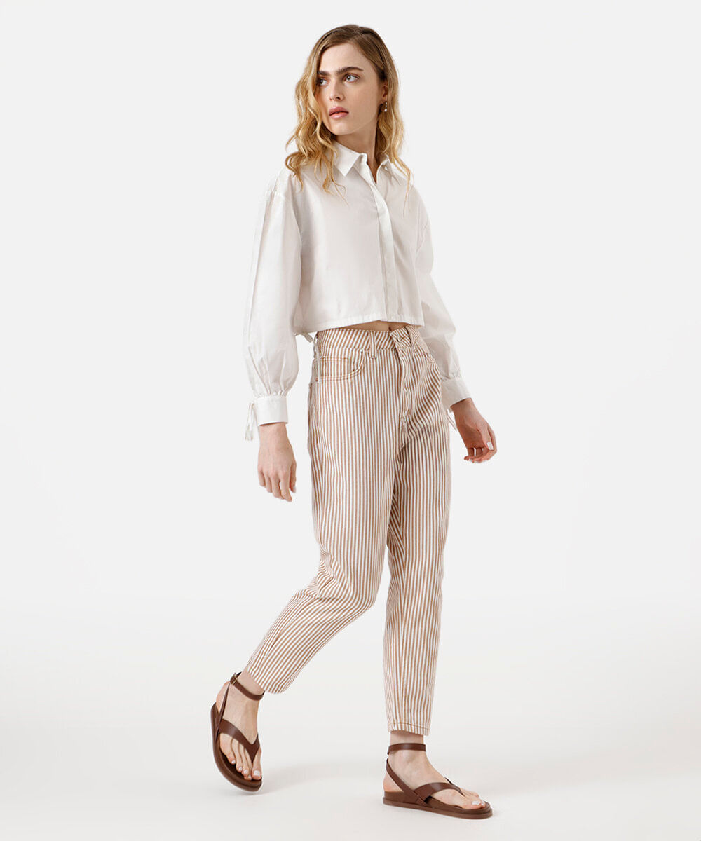 camisa cropped feminina de algodão com amarração off white