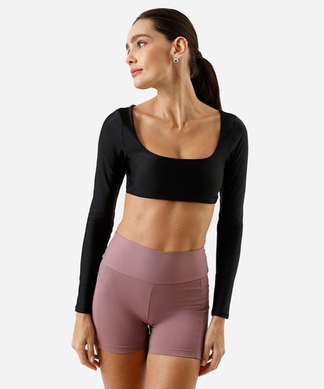 cropped feminino esportivo com bojos removíveis preto