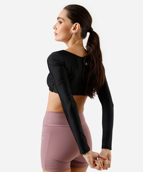 cropped feminino esportivo com bojos removíveis preto