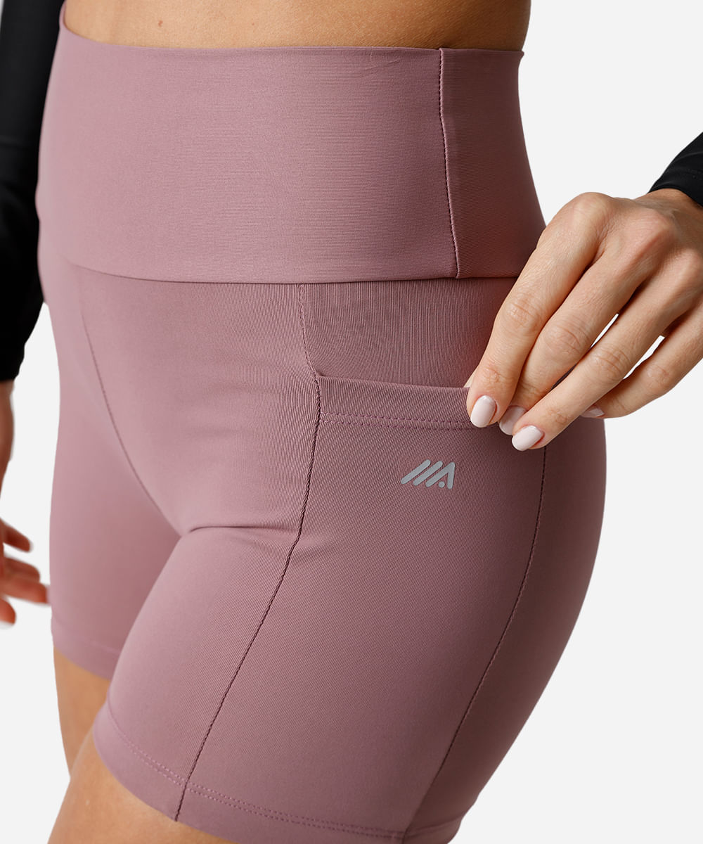 bermuda curta feminina com bolsos esportiva rosa