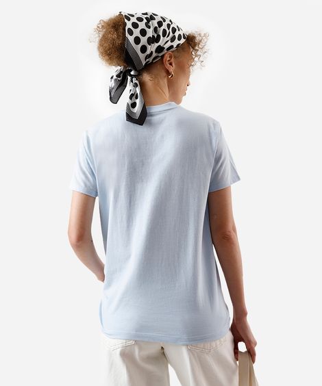 camiseta de algodão fora da caixa manga curta off white - azul claro