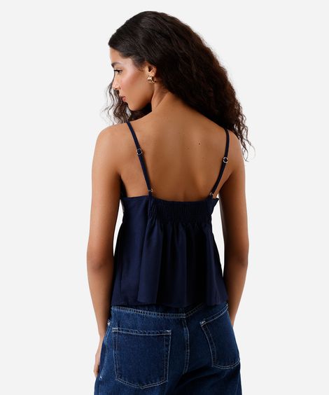 bata feminina com linho bordado floral azul