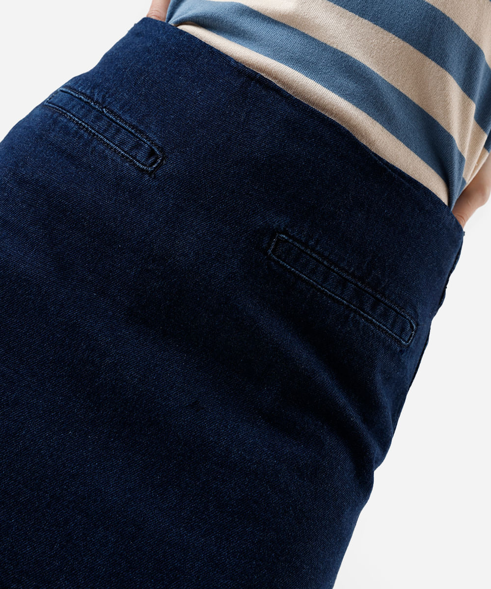 short saia feminino jeans cintura alta azul