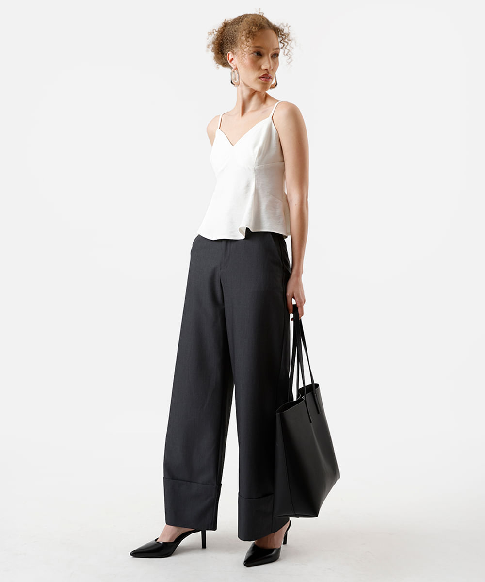 blusa peplum feminina alça fina de viscose off white