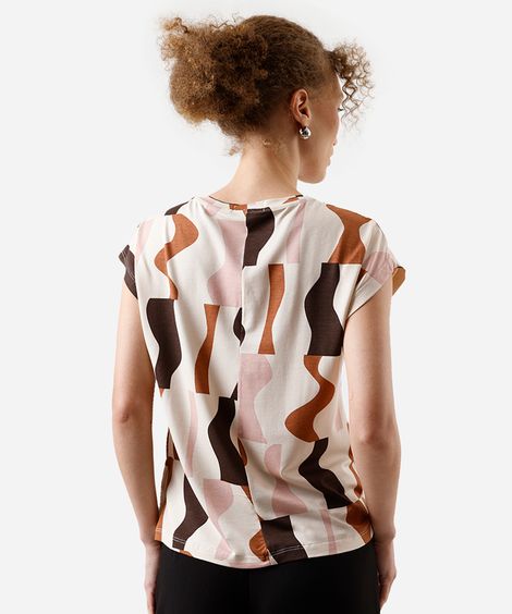blusa feminina de viscose geométrica rosa