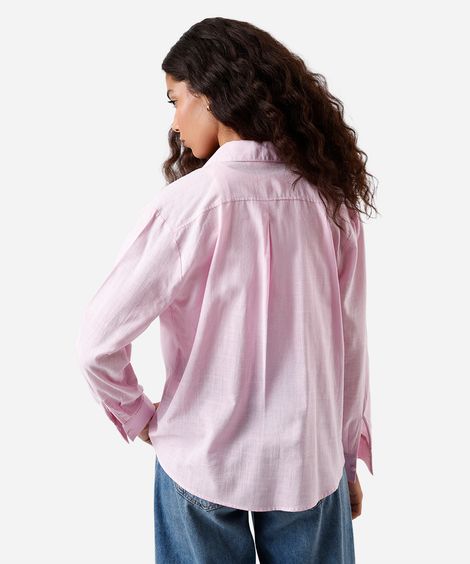 camisa feminina de algodão manga longa lilás