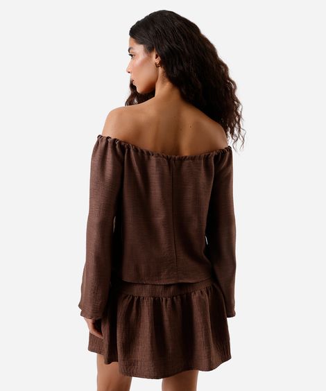 blusa ombro a ombro feminina marrom