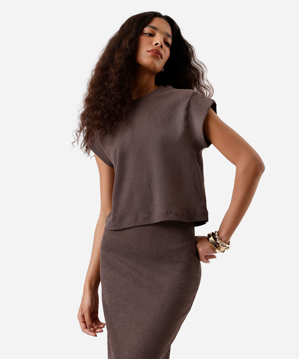 blusa muscle tee feminina texturizada cinza