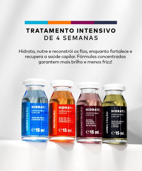 kit hidratei cronograma capilar com 4 ampolas 15ml