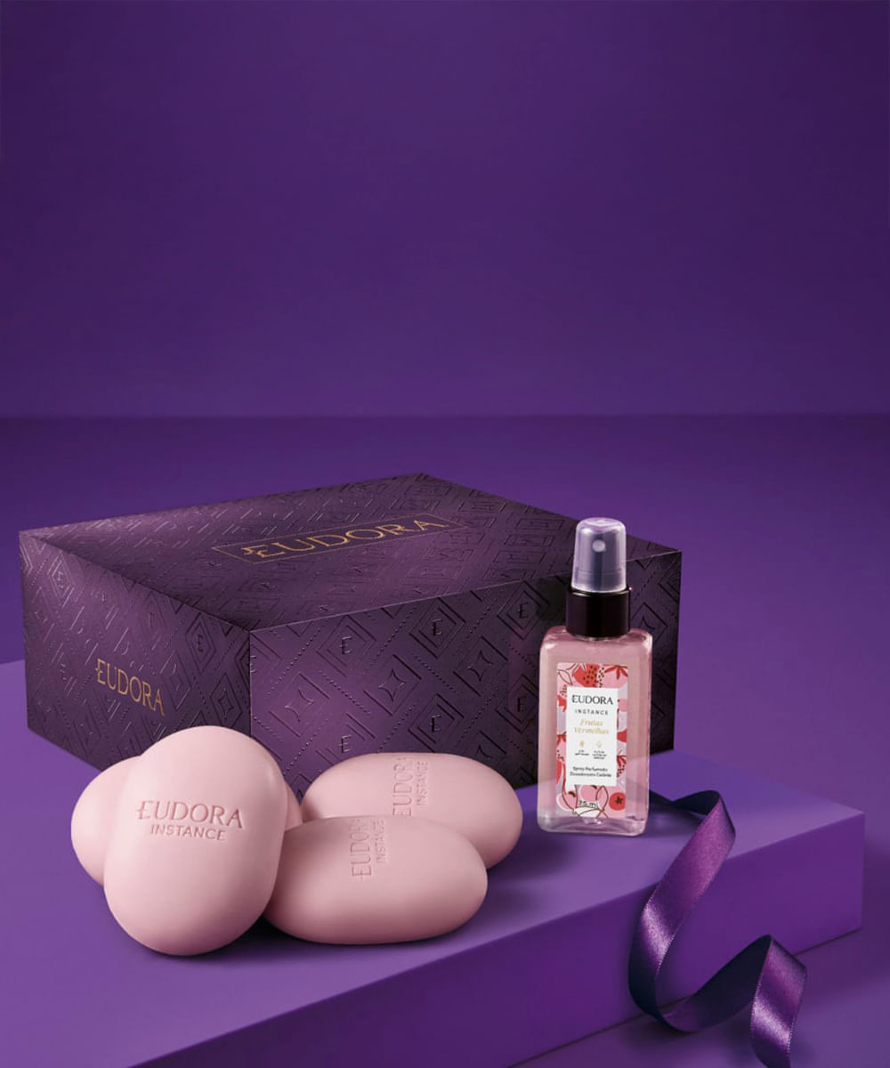 kit eudora com estojo instance frutas vermelhas