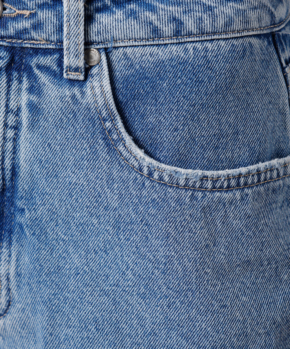 bermuda feminina jeans cintura alta mindset azul