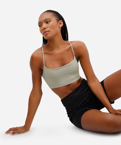 top feminino esportivo ace com bojos removíveis verde