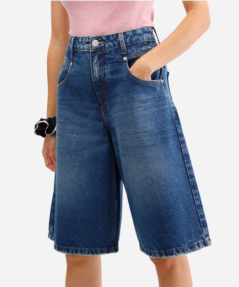 bermuda jorts feminina jeans azul