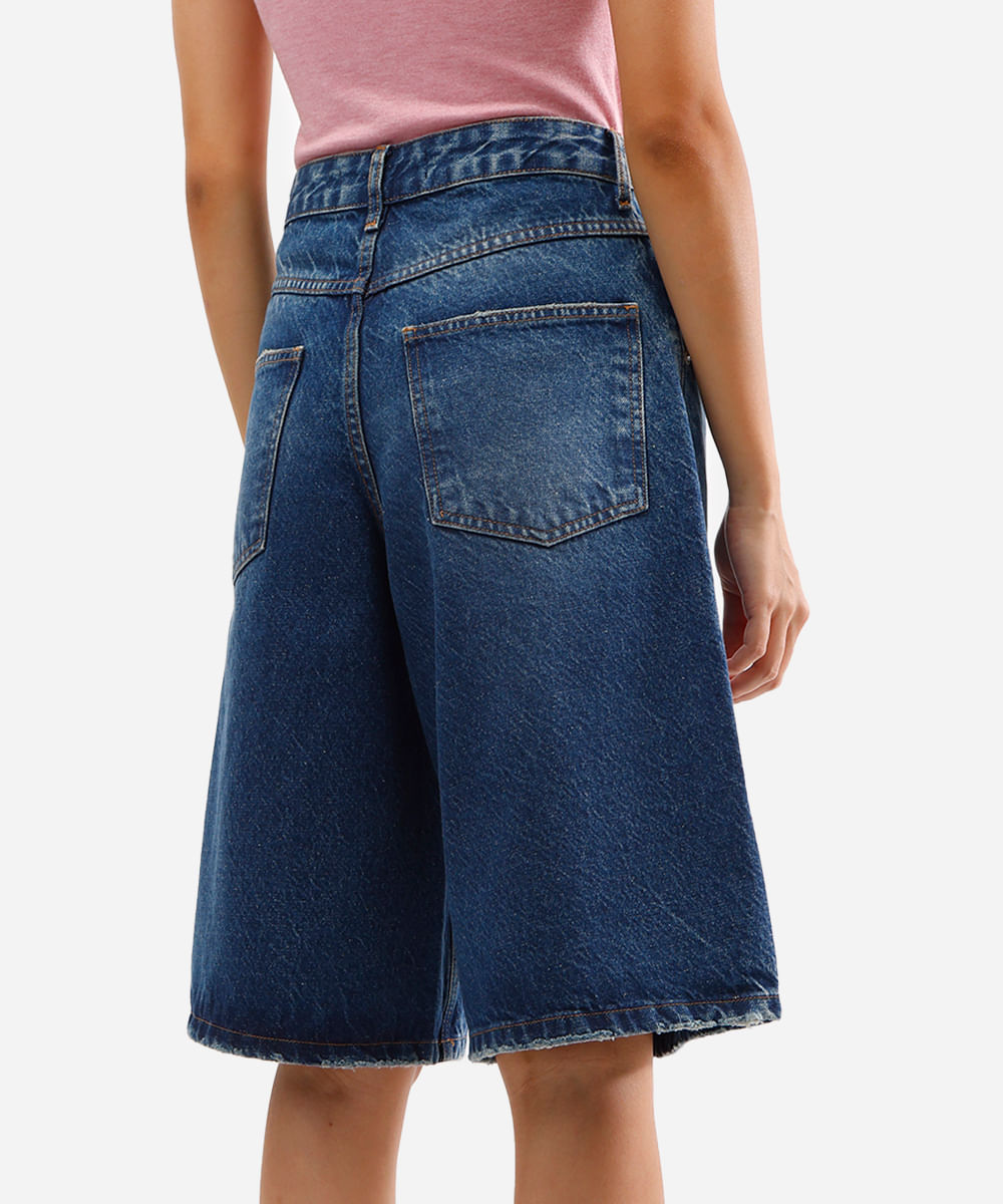 bermuda jorts feminina jeans azul