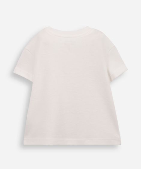camiseta infantil com algodão e listras off white