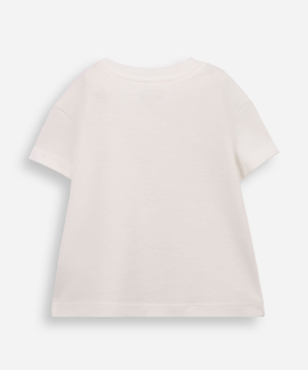 camiseta infantil com algodão e listras off white