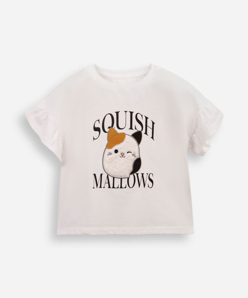 blusa infantil de algodão squishmallow texturizada off white