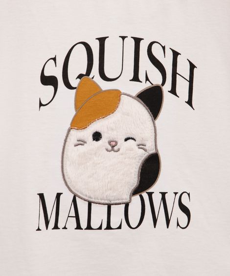 blusa infantil de algodão squishmallow texturizada off white