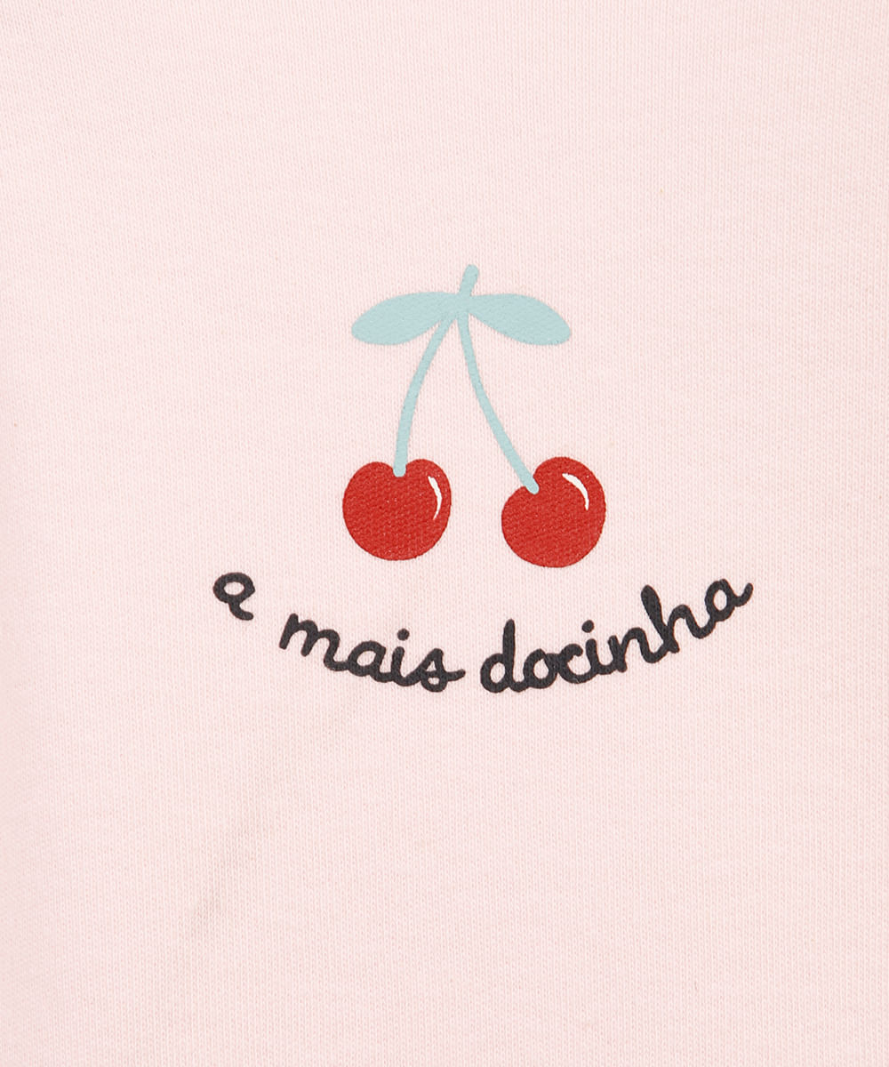 body infantil de algodão manga curta estampado rosa