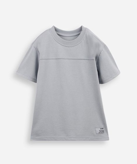 camiseta infantil malha piquet com recorte azul