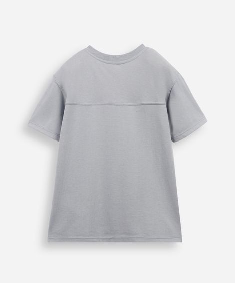 camiseta infantil malha piquet com recorte azul