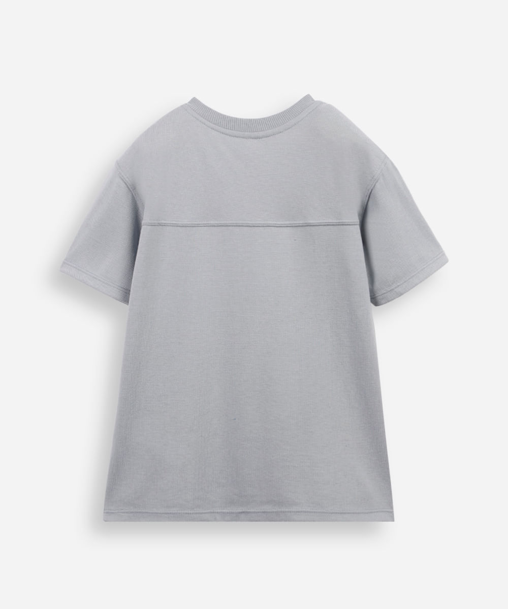 camiseta infantil malha piquet com recorte azul
