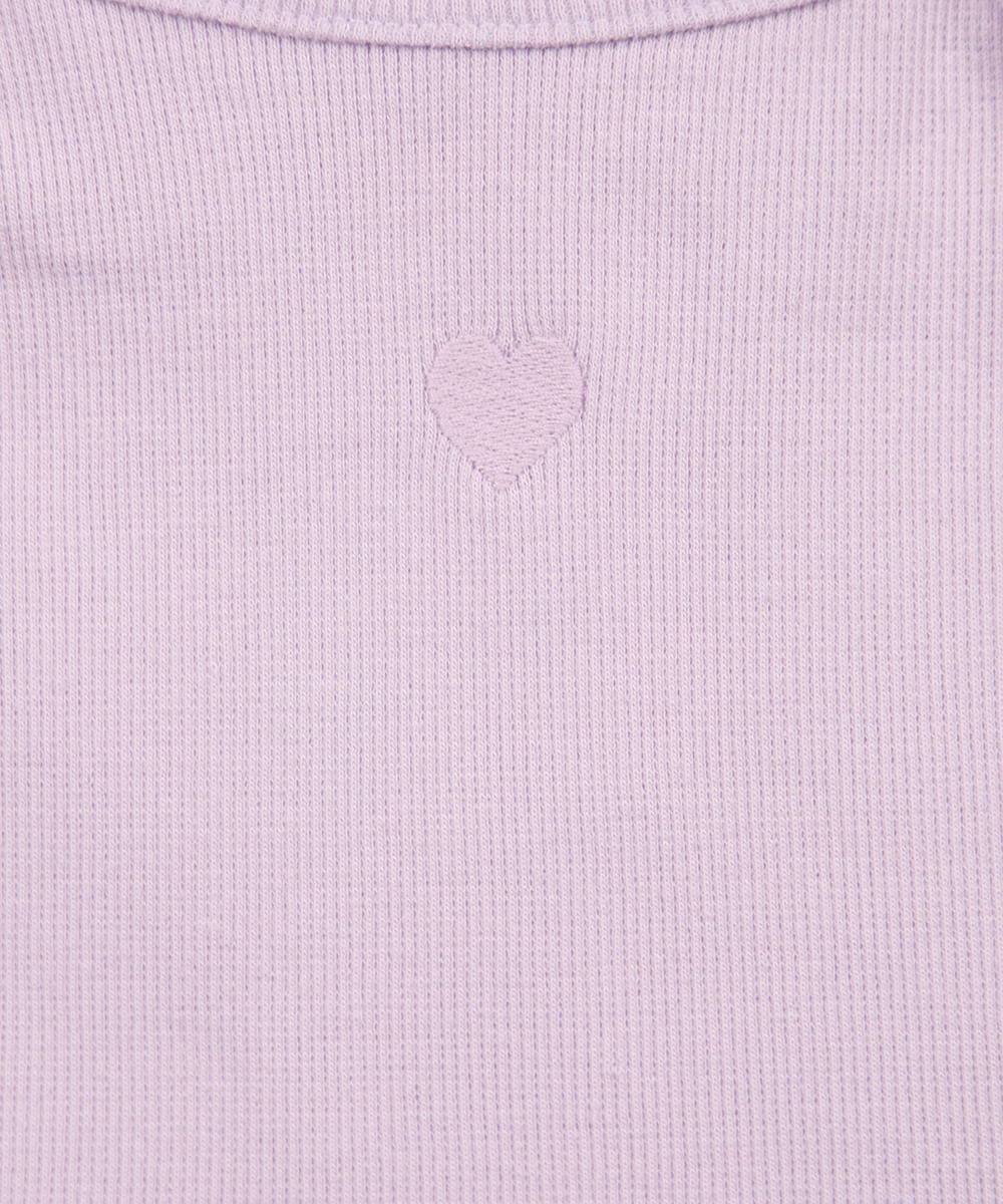 blusa de algodão infantil alça fina coração lilás