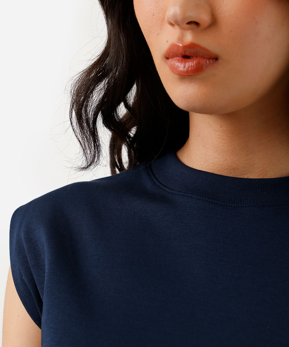 regata muscle feminina de algodão peruano azul